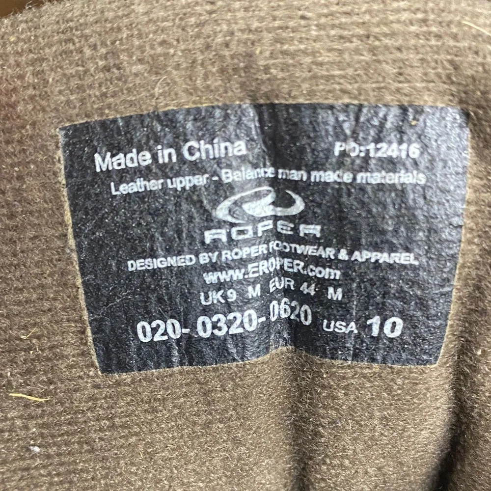 Horse Shoes Brown Leather athletic Roper Boots size 10 - Picture 12 of 13